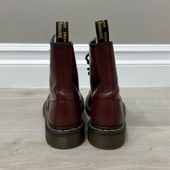 Dr. Martens Cherry Red 1460 Smooth Leather Boots - Picture 5 of 6